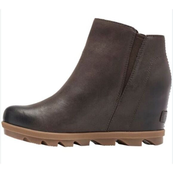 Sorel Joan of Arctic Wedge II Zip Brown Leather Boots sz 8 - Picture 1 of 10
